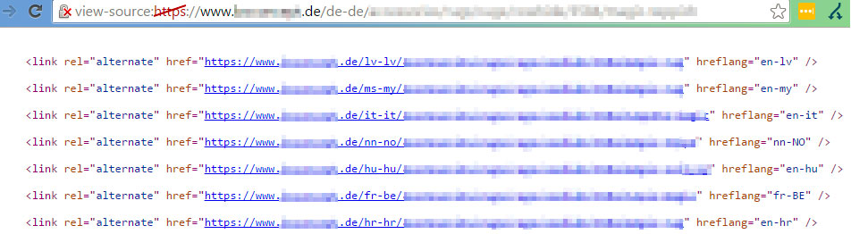 hreflang-Angaben auf der de-Domain